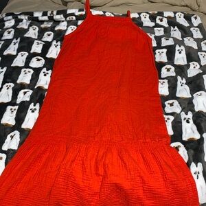 h&m long red dress